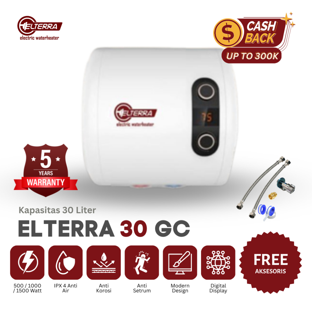 water heater 30 liter Pemanas Air Kamar Mandi Handal Elterra Bukan Ariston 30 GC