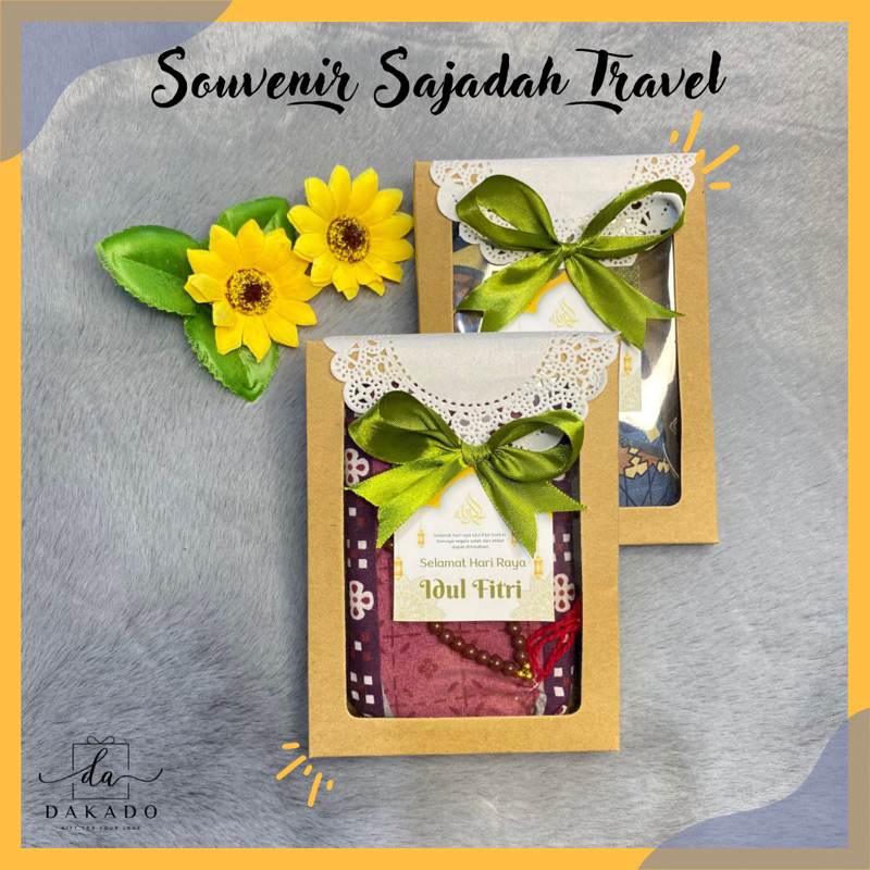 SOUVENIR SAJADAH TRAVEL POUCH KEMAS BOX MIKA / OLEH OLEH HAJI SOUVENIR SAJADAH IDUL FITRI RAMADHAN S