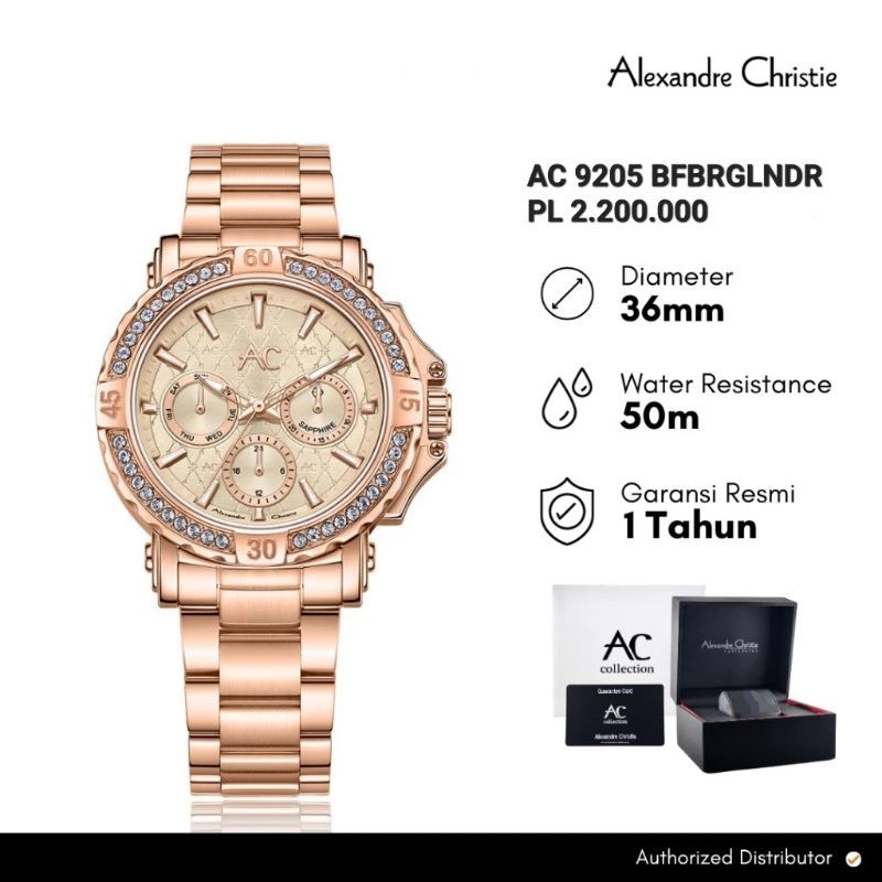 Jam Tangan Wanita Alexandre Christie 9205 / AC 9205 Original