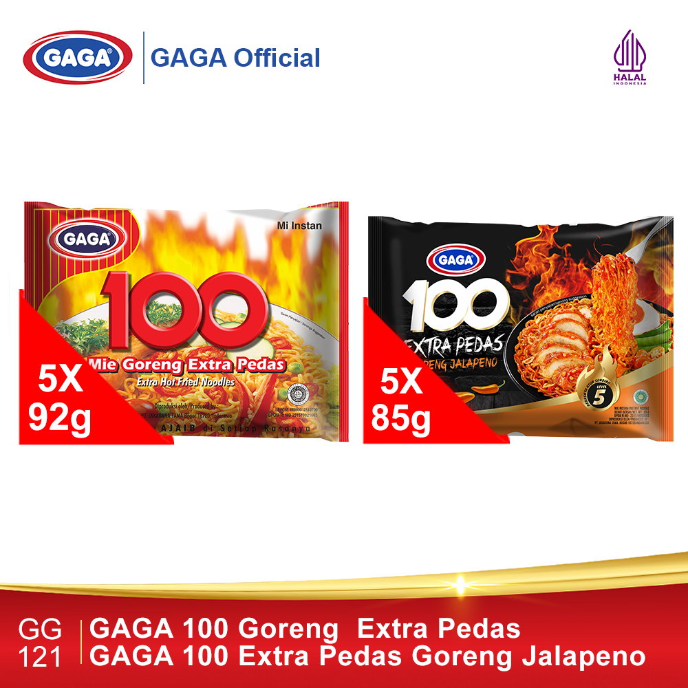 

GAGA 100 Goreng Extra Pedas 5Pcs GAGA 100 Goreng Jalapeno 5Pcs (GG121)