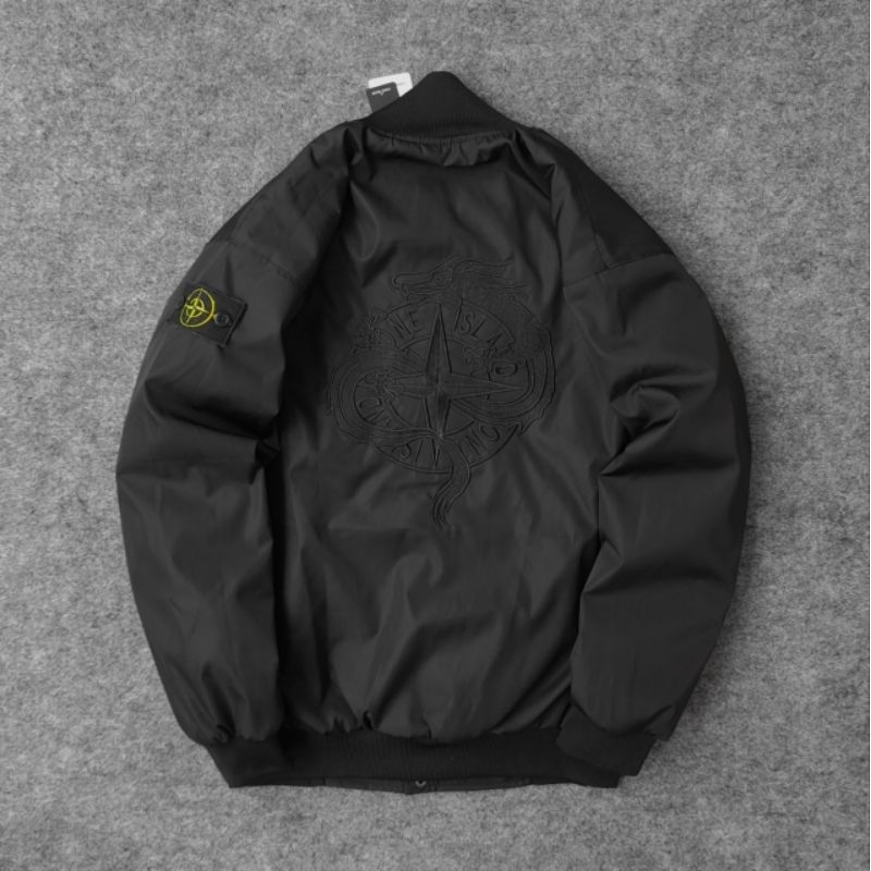 JAKET VARSITY DRAGON FULL BLACK