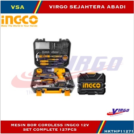 HKTHP11271 MESIN BOR CORDLESS INGCO 12V SET COMPLETE 127PCS 127 PCS