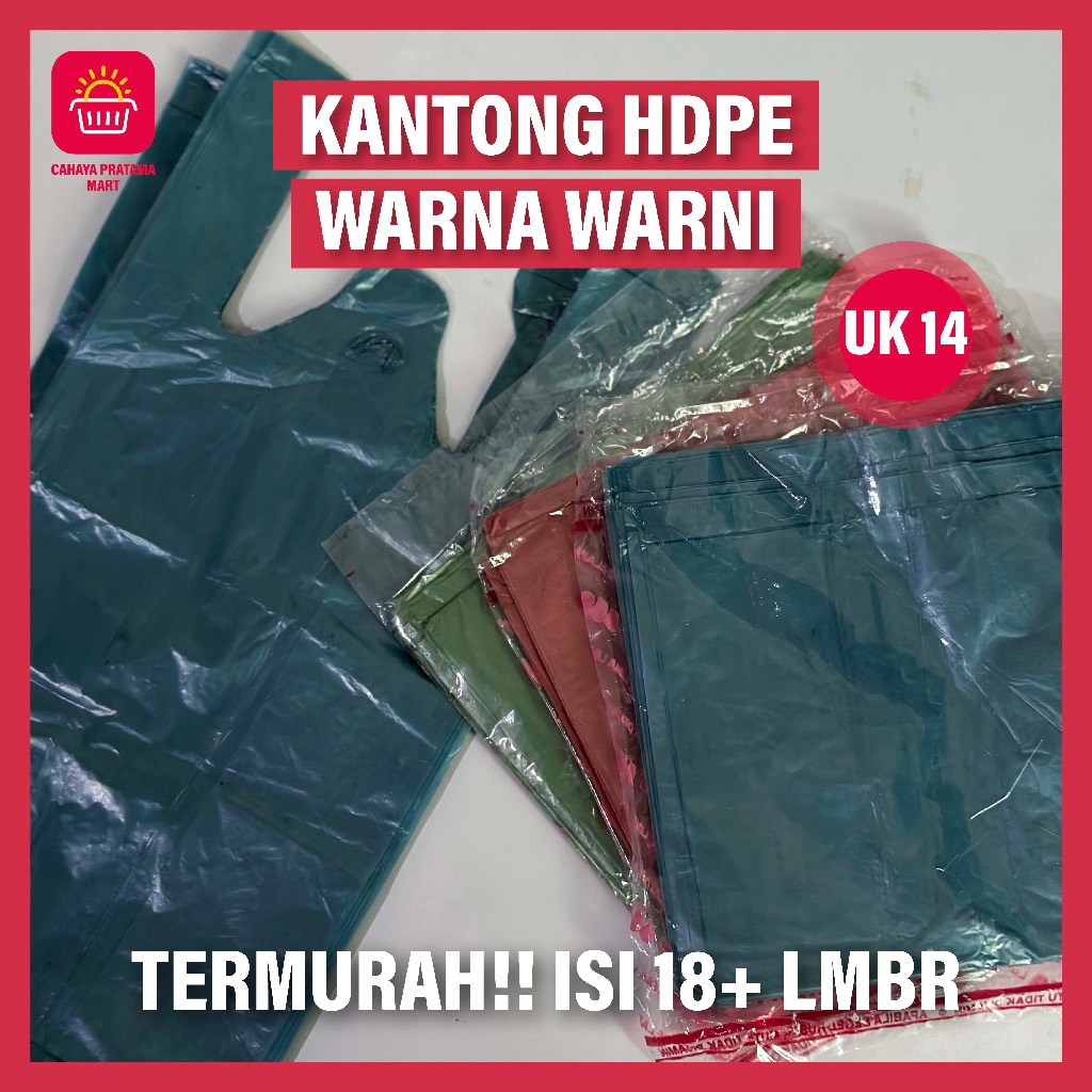 Kantong Plastik Kresek Warna Warni uk 14 HDPE Kresek ekonomis Kantong Kresek kecil CUP GELAS HD KANT