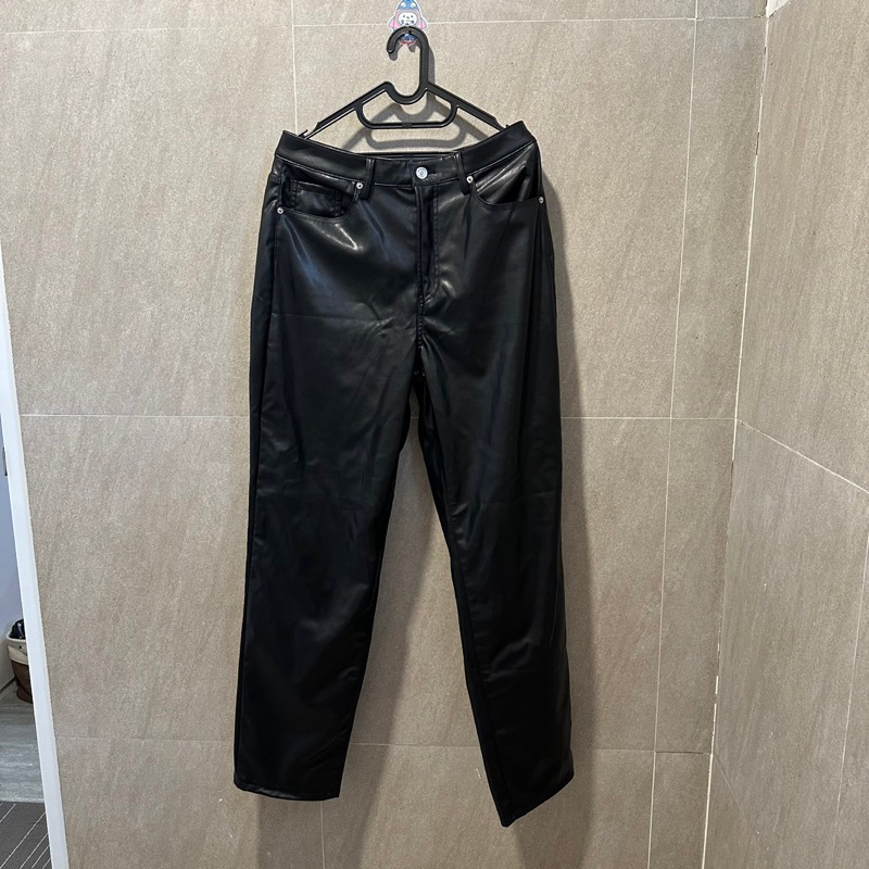 H&M Divided Black Leather Pants - Celana Hitam - Y2K