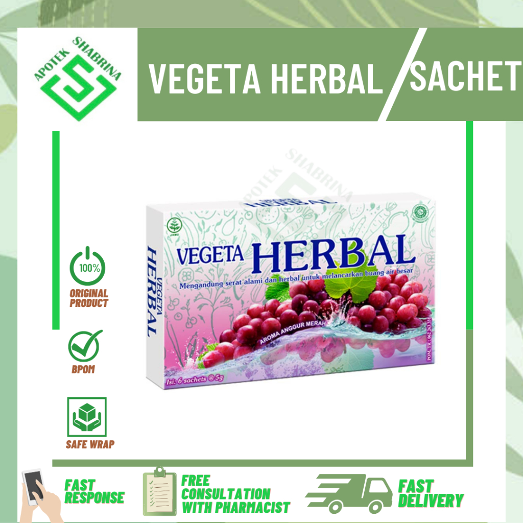 Vegeta herbal/ VEGETA JERUK / melancarkan BAB/ anti kembung/ Saset/ Vegeta Sachet