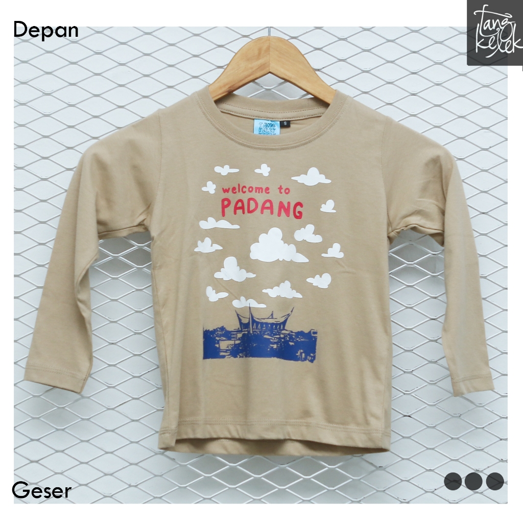 Tangkelek Baju Kaos Anak Anak Lengan Panjang Welcome To Padang Warna Coklat Susu