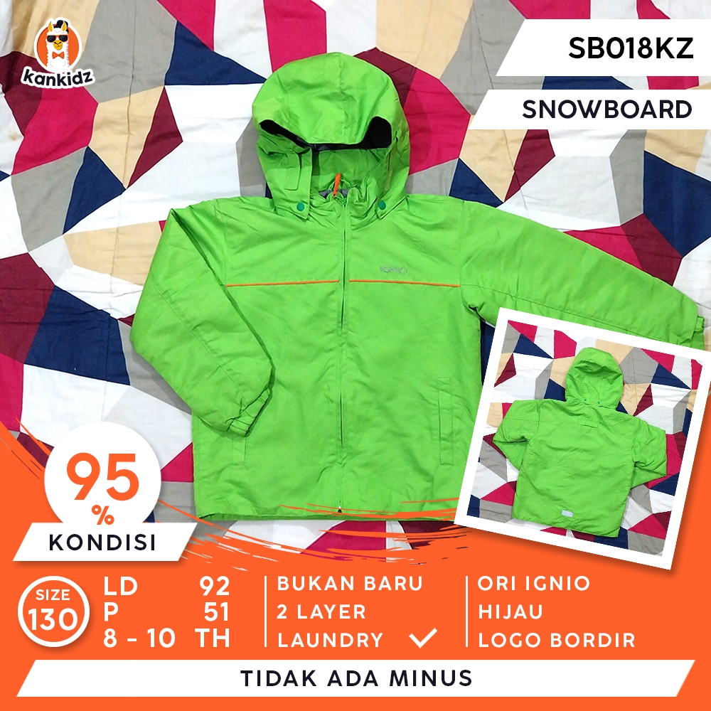 SIAP PAKAI | Jaket Anak Snowboard Ignio | Hijau Size 130
