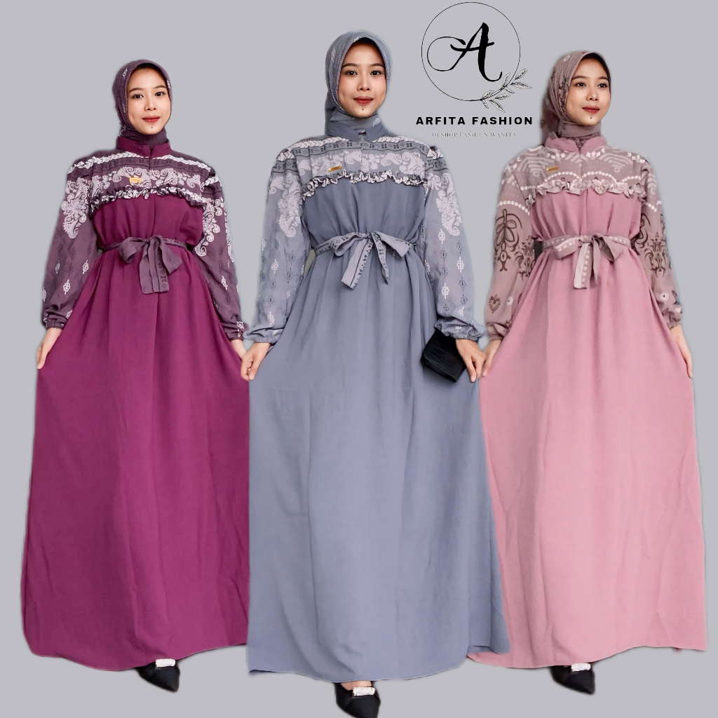 Gamis Set Hijab Motif Crinkle Airflow