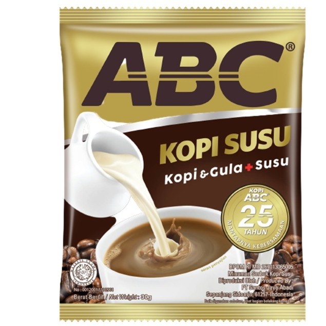 

ABC KOPI SUSU 31 GRAM RENCENG SATUAN PCS KOPI SUSU KEMASAN SACHET