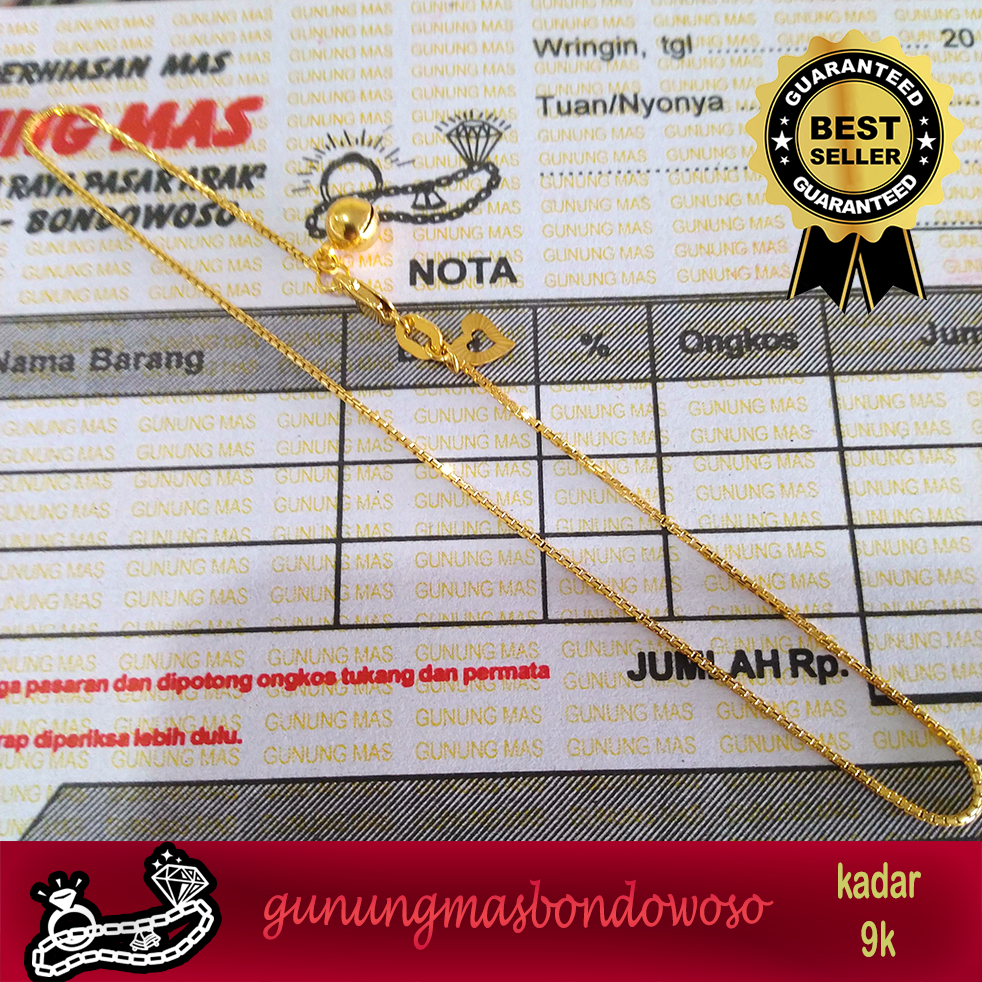 Gelang kaki italy emas asli kadar 420 9k berat 2.030gr 26cm