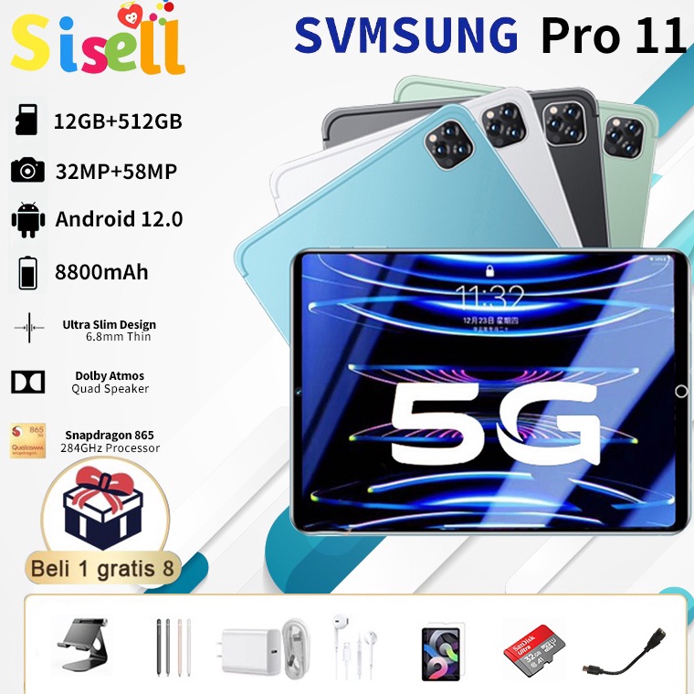 KODE Y15L Tablet PC Baru Galaxy Tab pro11 12GB  512GB Tablet Android 11inch Layar Full Screen Layar 