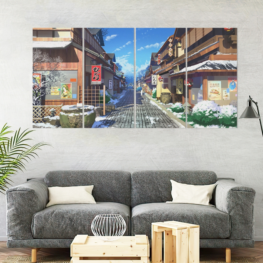 [120x60cm] Wall Decor Pajangan Poster Kayu Hiasan Dinding Lukisan Jepang Pemandangan Alam Anime Land