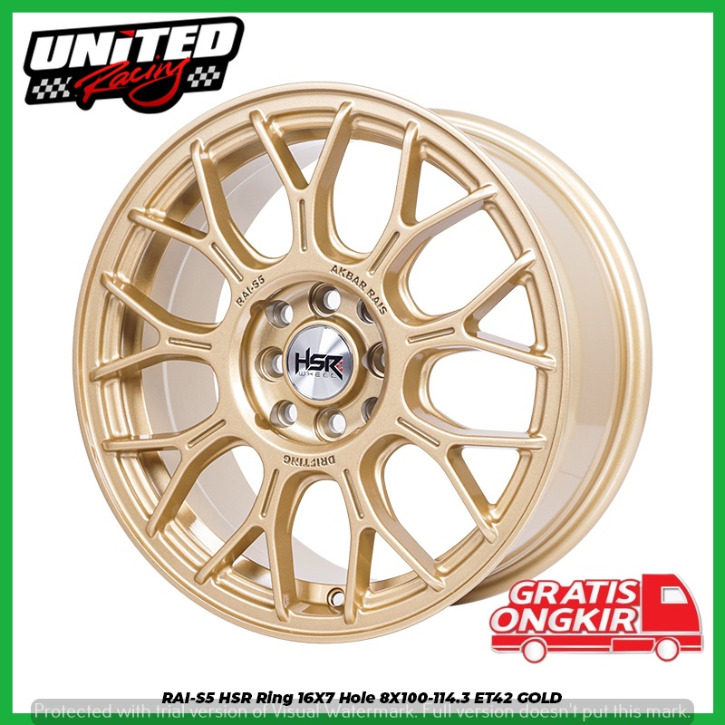 PAKET VELG DAN MOBIL HONDA JAZZ RING 16 HSR RAI S5 GOLD + BAN ACCELERA
