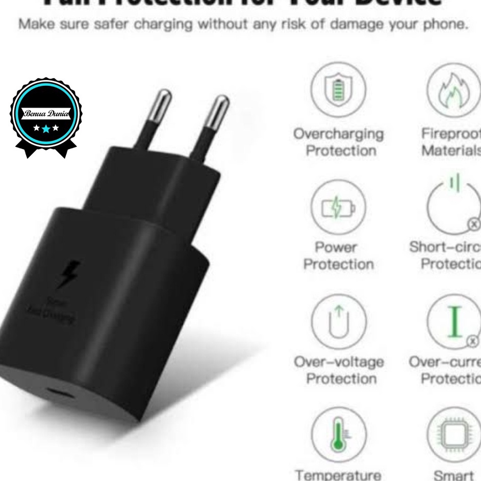 Ready Stock BwY Adaptor Kepala batok Charger Casan Samsung Galaxy A33 A53 A73 5G a32 A52 a72 A52S no