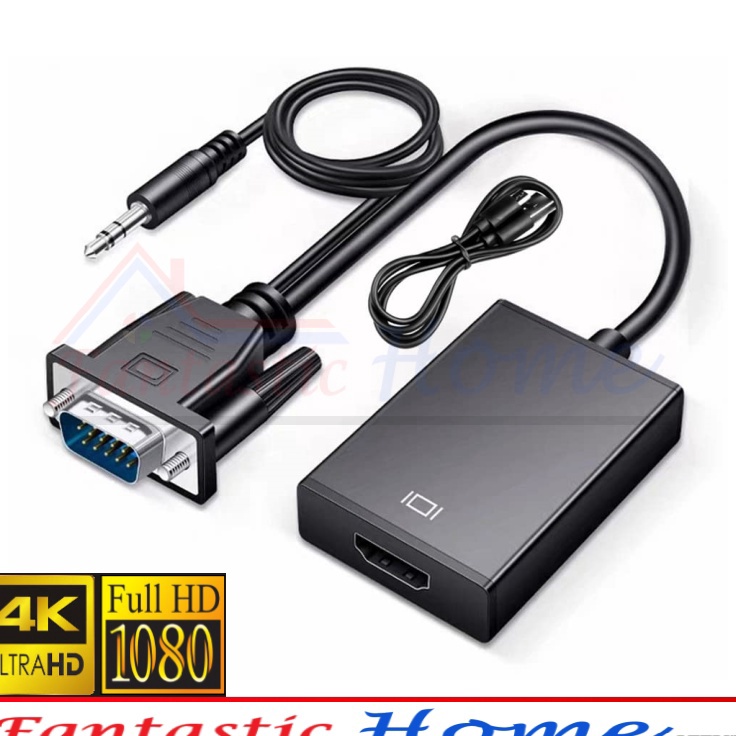 FGQ Adapter VGA Input TO HDMI Output With Audio Input HD18P Untuk PC Laptop Projector HDTV