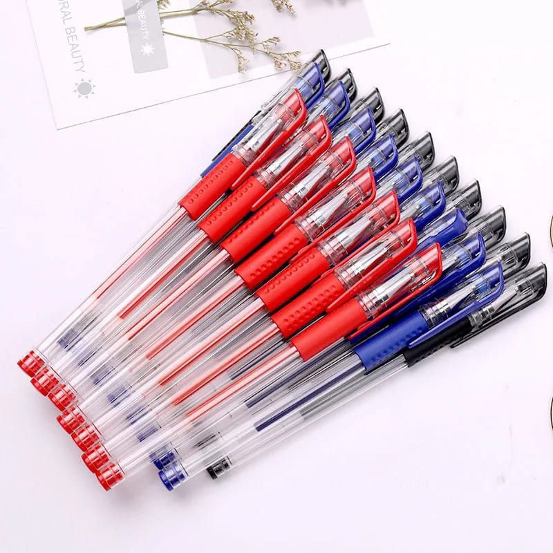 

pulpen/Pena Alat Menulis sekolah - 12 Pcs - Hitam, Biru, Merah - 0.5 Mm - Plastik