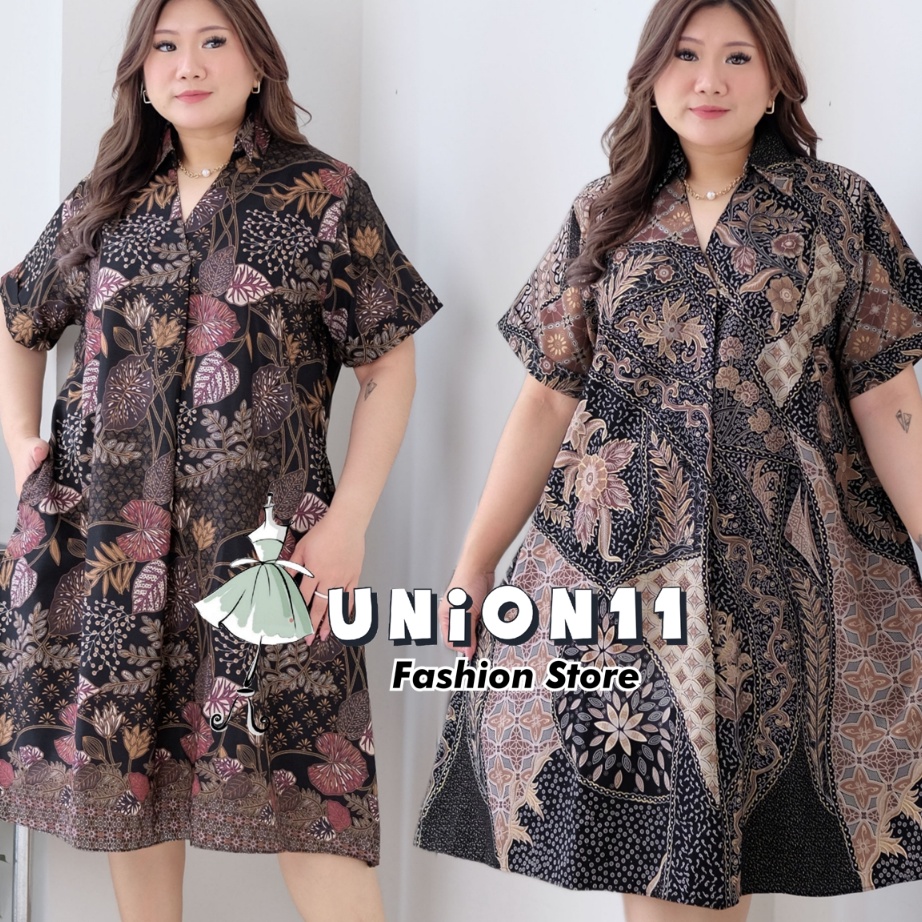 Terbaru UNION11  DRESS BATIK JUMBO WANITA  DRESS JUMBO WANITA LD 126  BAJU JUMBO WANITA  BAJU KERJA 