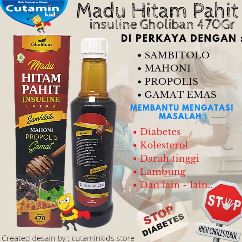 

FLASH SALE MADU HITAM PAHIT INSULINE GHOLIBAN EXTRA PROPOLIS GAMAT EMAS DAN SAMBILOTO ISI 47Gr serbuuu