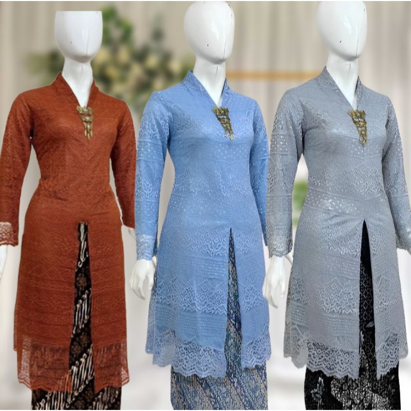 Atasan Kebaya Brokat Modern Baju Kondangan Tunik Kurung Model Busui Brukat Malika Over Size Jumbo Ld