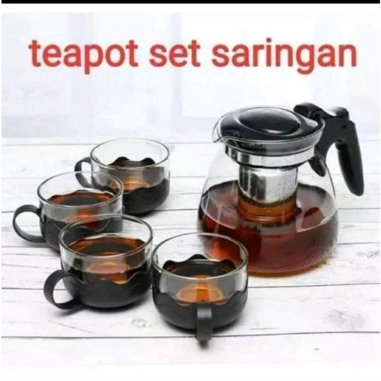 SHOPEE MALL tea pot set 5 in 1teko gelas kopi set murahsouvernirkado murahteko murahgelas set