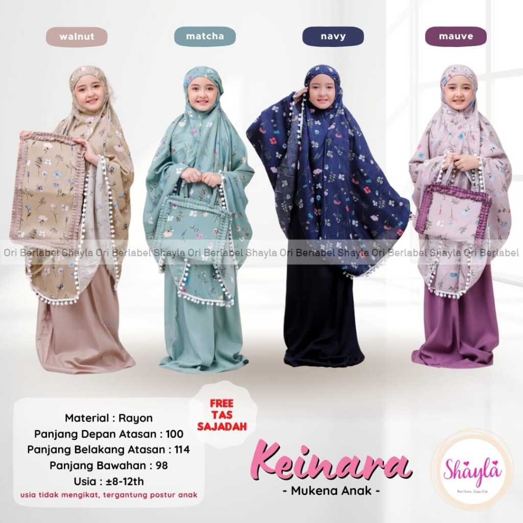 KEINARA / AISYAH / SHAUQIA / QISYA / MUKENA ANAK BAHAN RAYON VISCOSE Original by Shayla