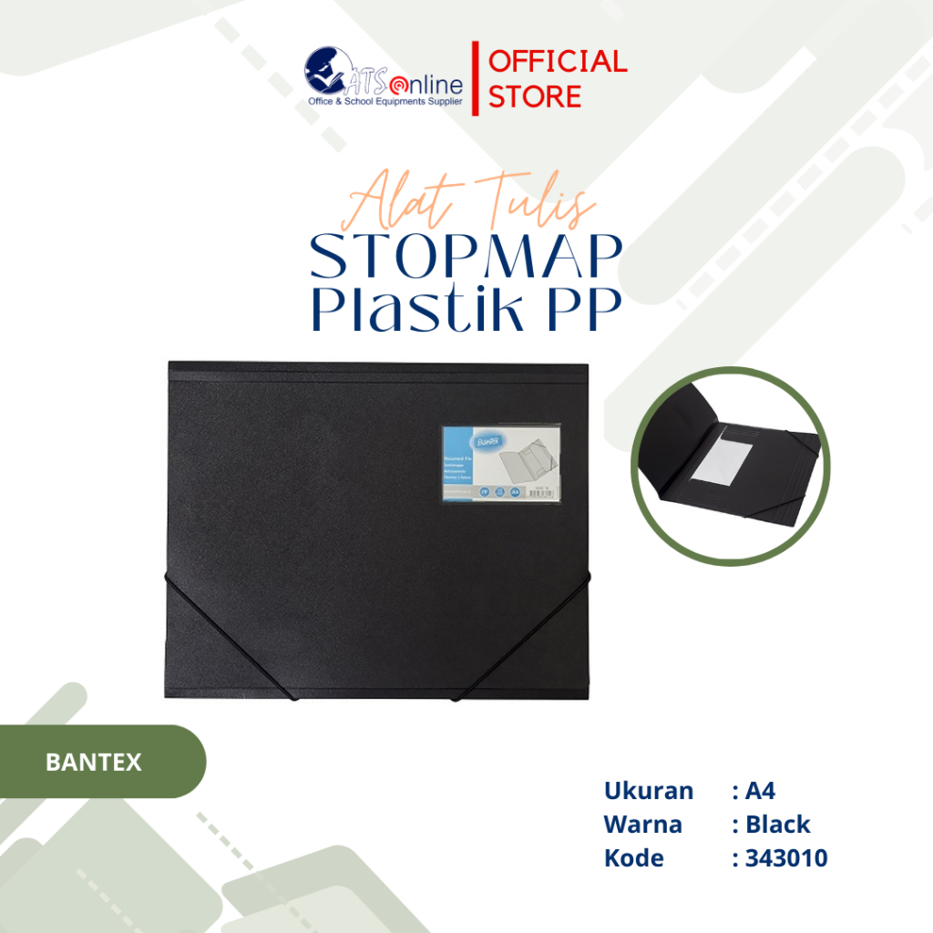 

BANTEX Stopmap Plastik PP Tebal Ukuran A4 Warna Hitam