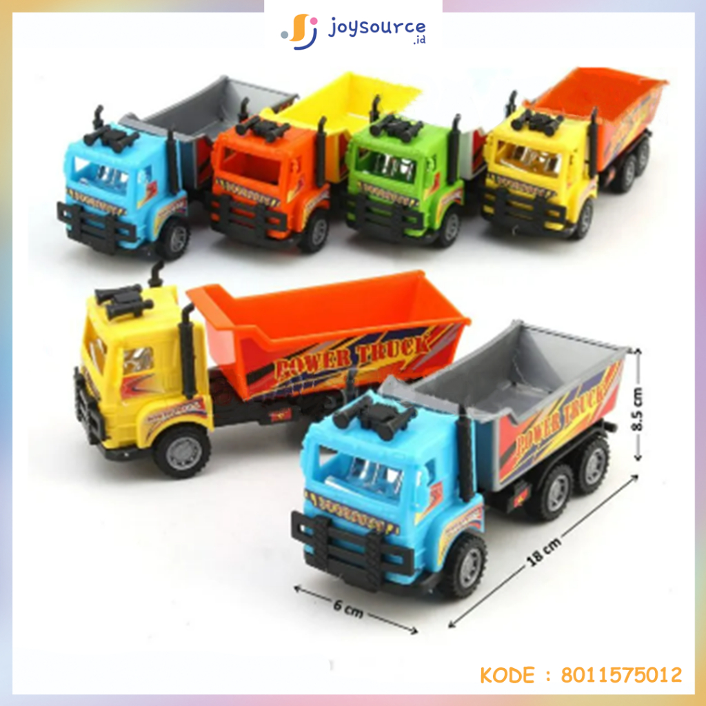 Mainan Truk Plastik - Truk Dump 18cm Pullback Dump Truck