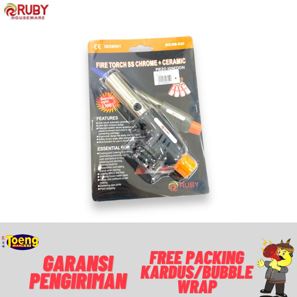GAS/FIRE TORCH BUTANE / FIRE TORCH SS CERAMIC (HITAM) RB-540 RUBY