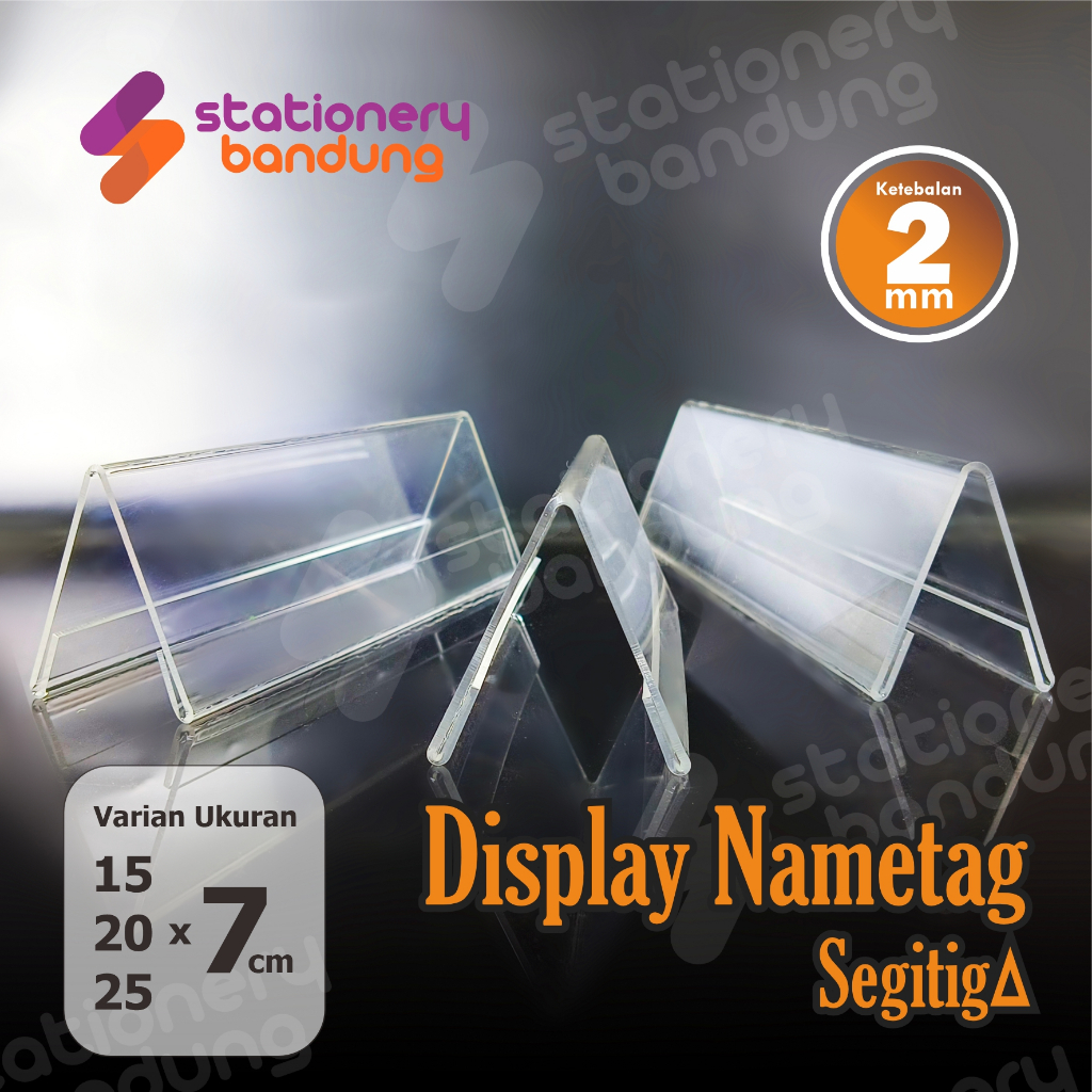 

Acrylic akrilik price tag label nama tent card label harga lebel produk bentuk segitiga bahan transparan 2mm
