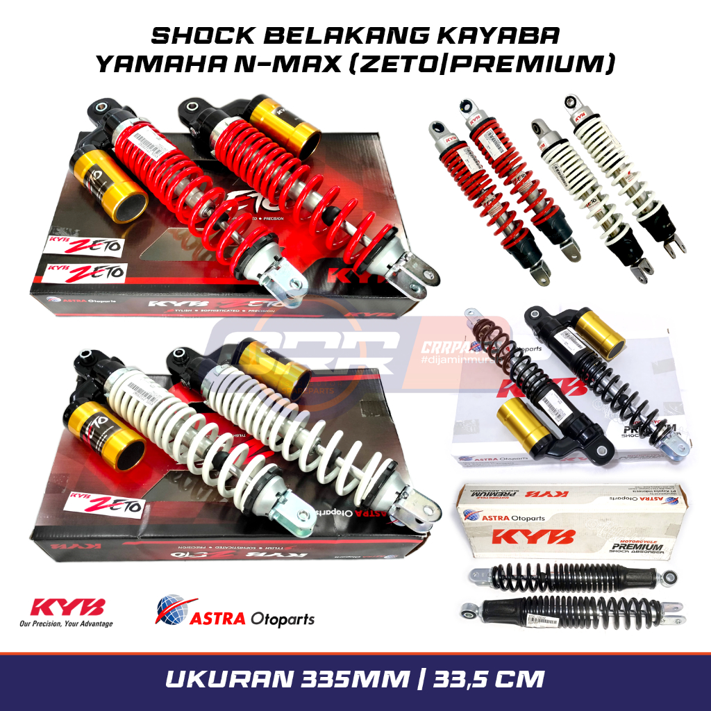 Shockbreaker Kayaba Yamaha Nmax Aerox Ukuran 335MM Warna Merah & Putih Tipe ZT 1290 / ZT 1140 / 1262