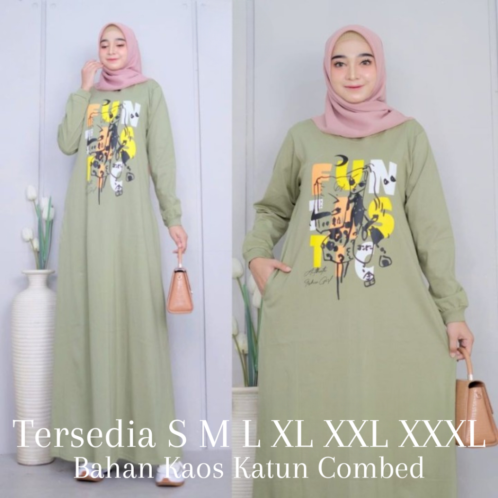 Baju Gamis Wanita Ardila Maxy Dress BO Bahan Kaos Katun Combed 24S S M L XL XXL XXXL Baju Gamis Kaos