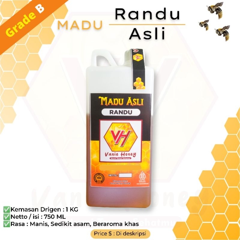 

MADU RANDU GRADE B 1 kg (1000 gram)/ Madu Murni/Madu Asli 100% Alami Tanpa Olahan