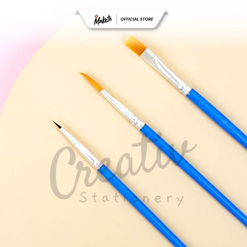 

Kuas Lukis Murah Biru Acrylic Air Watercolor Art Brush Round Flat MAKETH