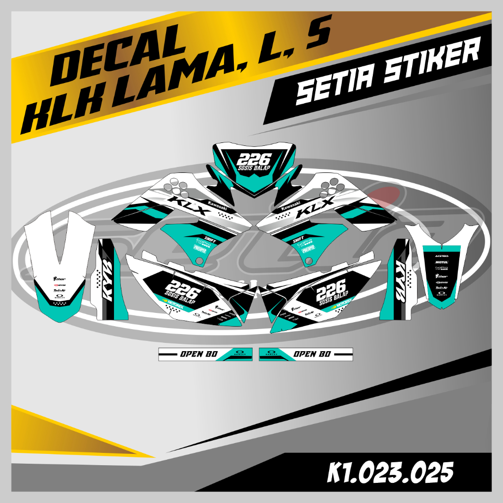DECAL KLX LAMA, L, S, DTRACKER LAMA, PUTIH TOSKA, SUPERMOTO, TRAIL, DESAIN BEBAS CUSTOM BARU (K1.023