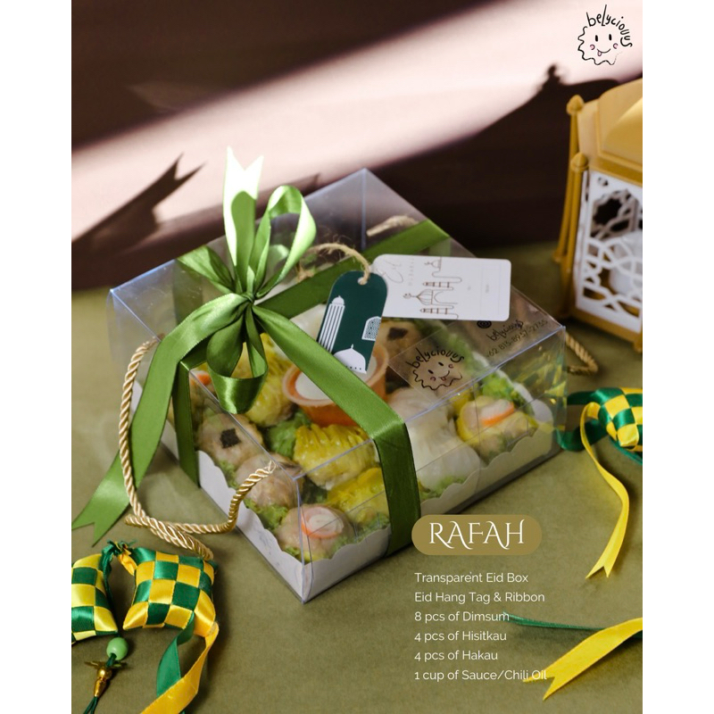 

[RAFAH] Eid Al Fitr Hampers / Hampers Idul Fitri Lebaran 2024 | Hampers Gift Box Hadiah Parcel Dimsum Hakau Siomay Kue Kering Cookies Nastar Palm Cheese Peanut Cookies