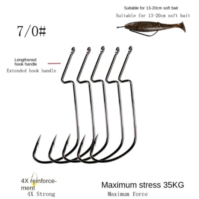 Worm Hook 7/0, 4x Strong Cocok untuk Silencer 17,5 Cm, Harga Satuan