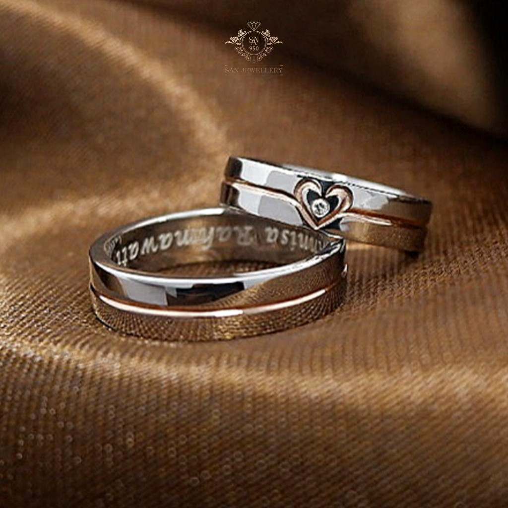 Cincin couple tunangan pasangan ukir nama perak asli 388