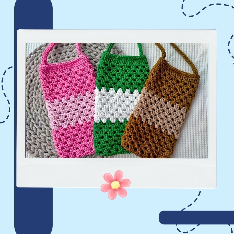 Tas rajut HP / Tas HP selempang / Tas rajut kecil