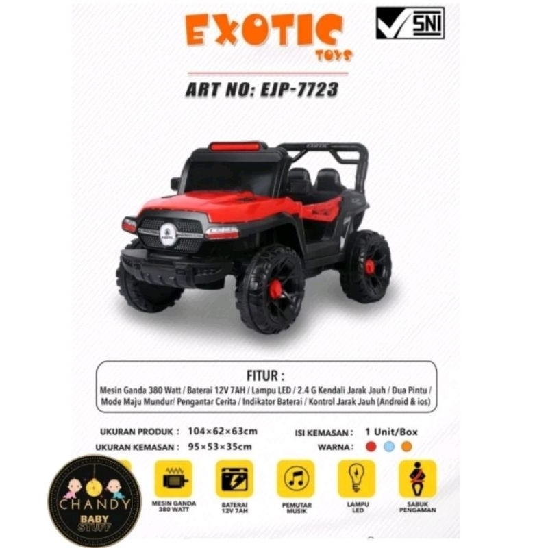 Mainan anak mobil aki jeep exotic EJP 7723 New produk