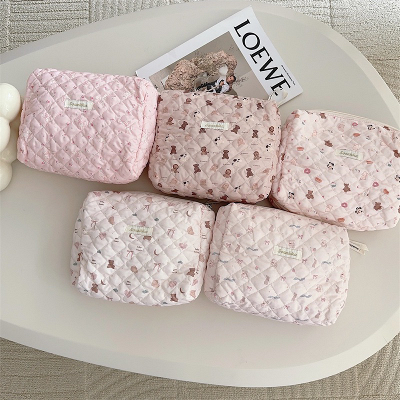 jjShop- Pink baby pouch kosmetik makeup diaper bag serbaguna multigungsi motif beruang boneka lucu t