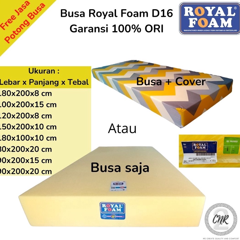 Kasur Busa lembaran busa royal foam density 16 kuning busa yellow tebal 8cm1cm15cm2cm busa untuk kas