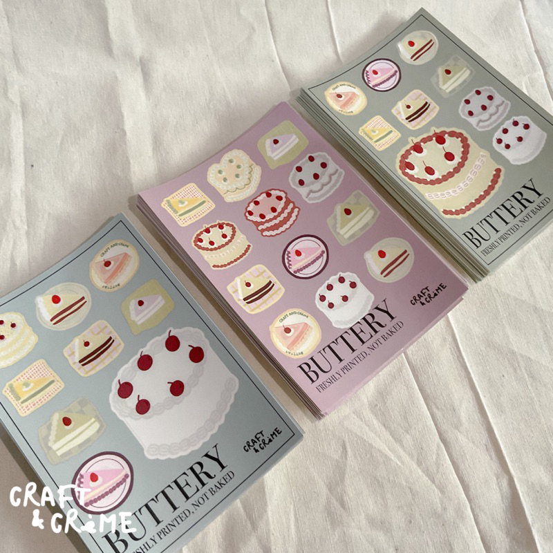 

[craftandcreme] BUTTERY STICKERS / CAKE STICKER / DECO STICKER / CUTE STICKER / KOREAN STICKER / AESTHETIC / STICKER JOURNALING / STICKER LAPTOP / STICKER HP / STIKER LUCU / STIKER TAHAN AIR