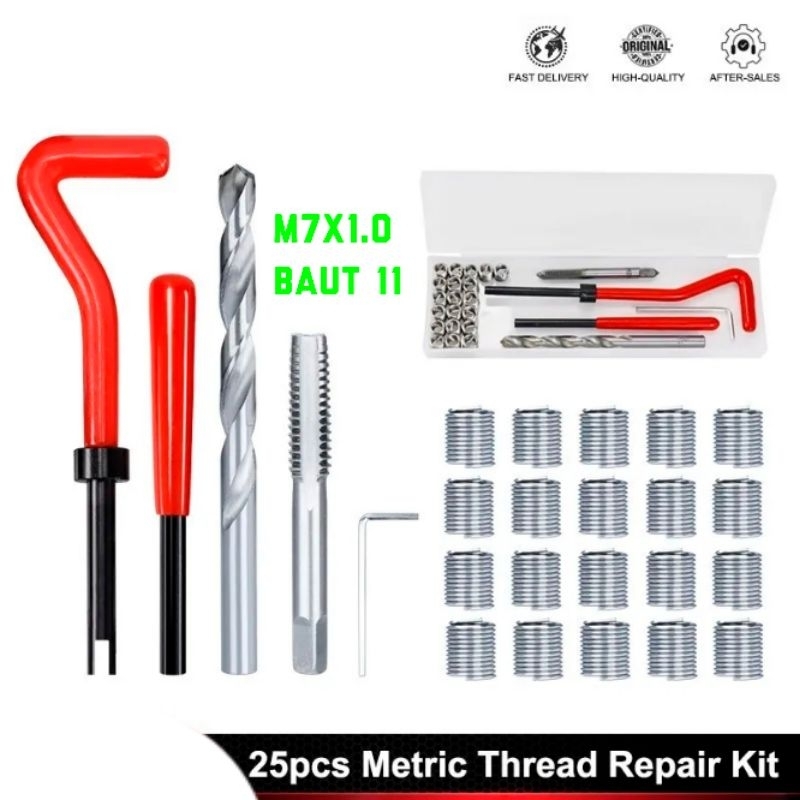 helicoil recoil set recoil m7x1.0 recoil baut kunci 11 set komplit