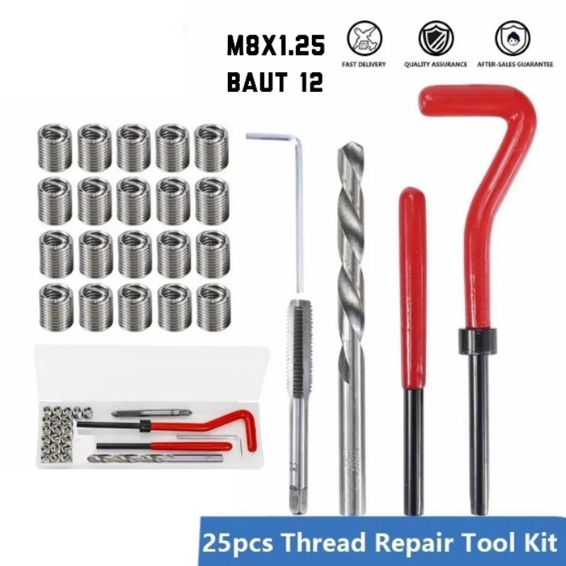 Recoil set drat baut 12. M8×1.25 repairt drat per rusak