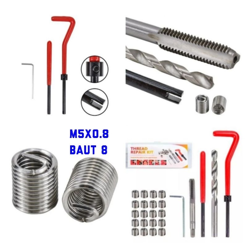 Recoil set drat baut 8. M5×0.8 repairt drat per rusak