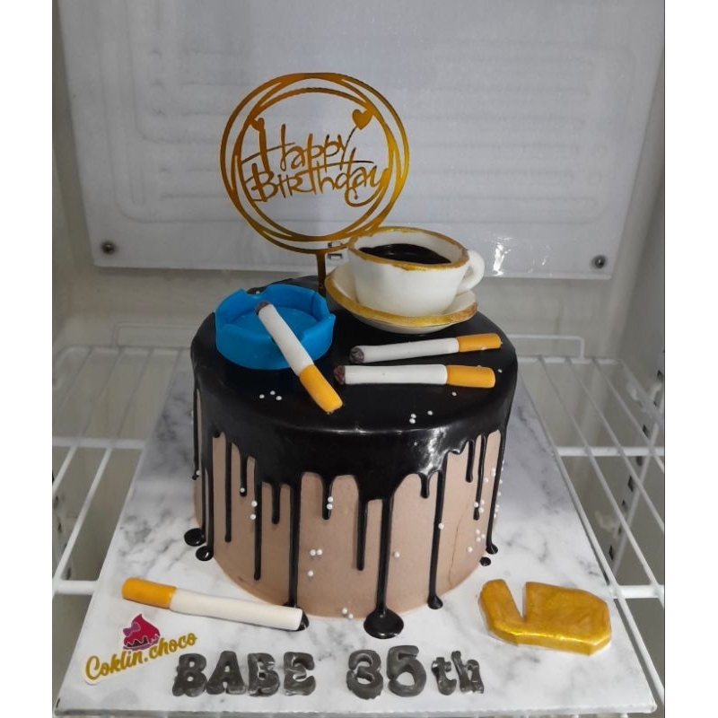 

KUE ULANG TAHUN KOPI ROKOK / BIRTHDAY CAKE PAPA / CAKE BIRTHDAY COFFEE/ KUE ULTAH ROKOK