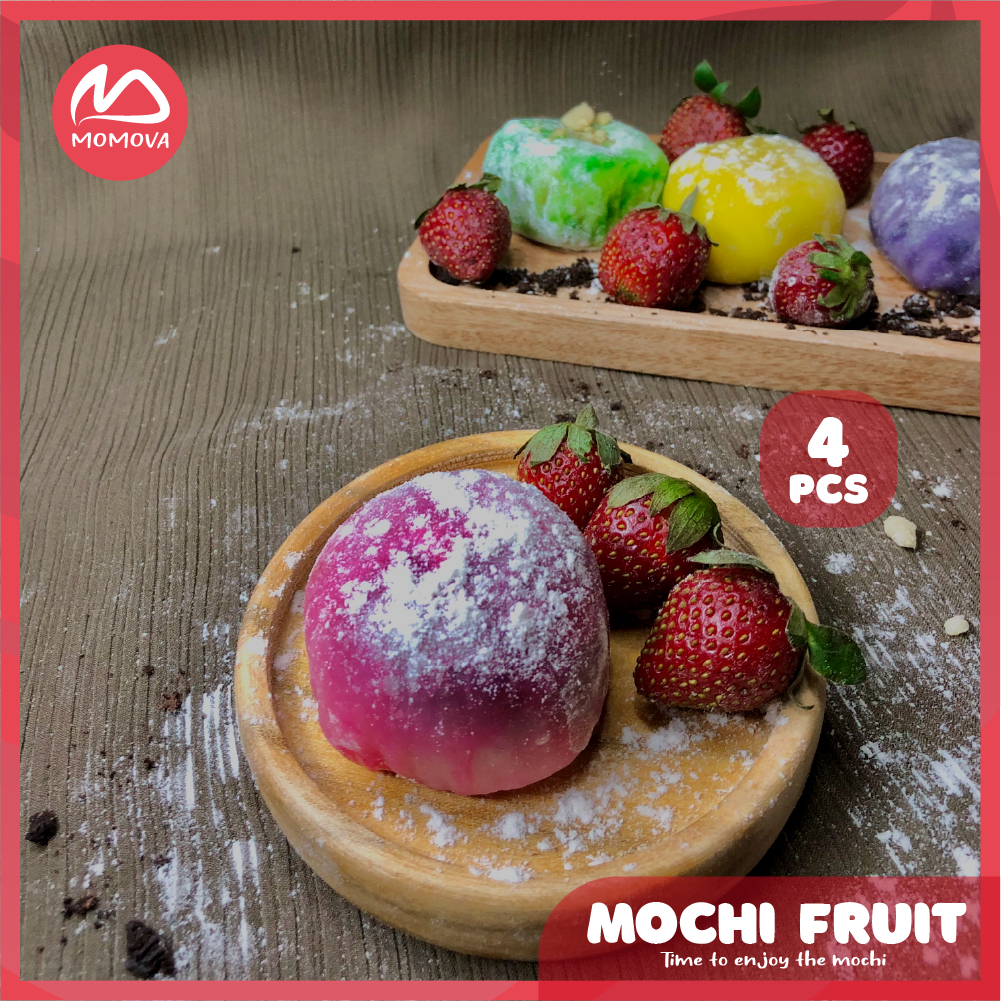 

Mochi Fruit Isi 4 Mochi Daifuku Isian Buah Stroberi dan Krim Cokelat