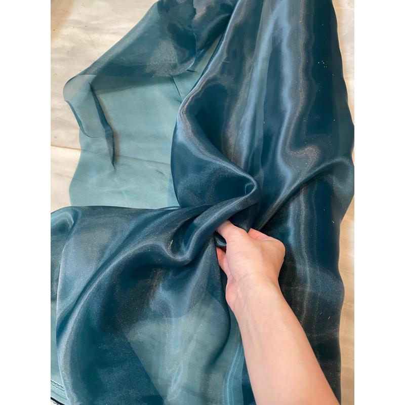 Bahan Kain Organza Polos Organdi Kain Kaca Per Setengah Meter Warna Emerald