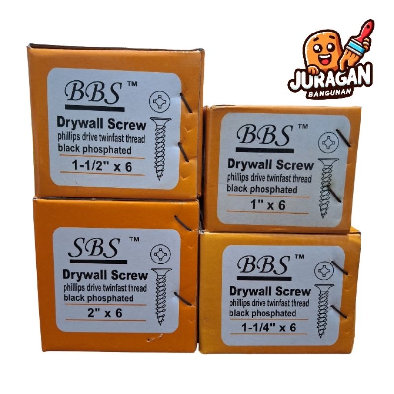 (HARGA ECER) Sekrup Gypsum | Skrup Gypsum | Drywall Screw | Sekrup Baja Kayu | Sekrup Hitam Tajam