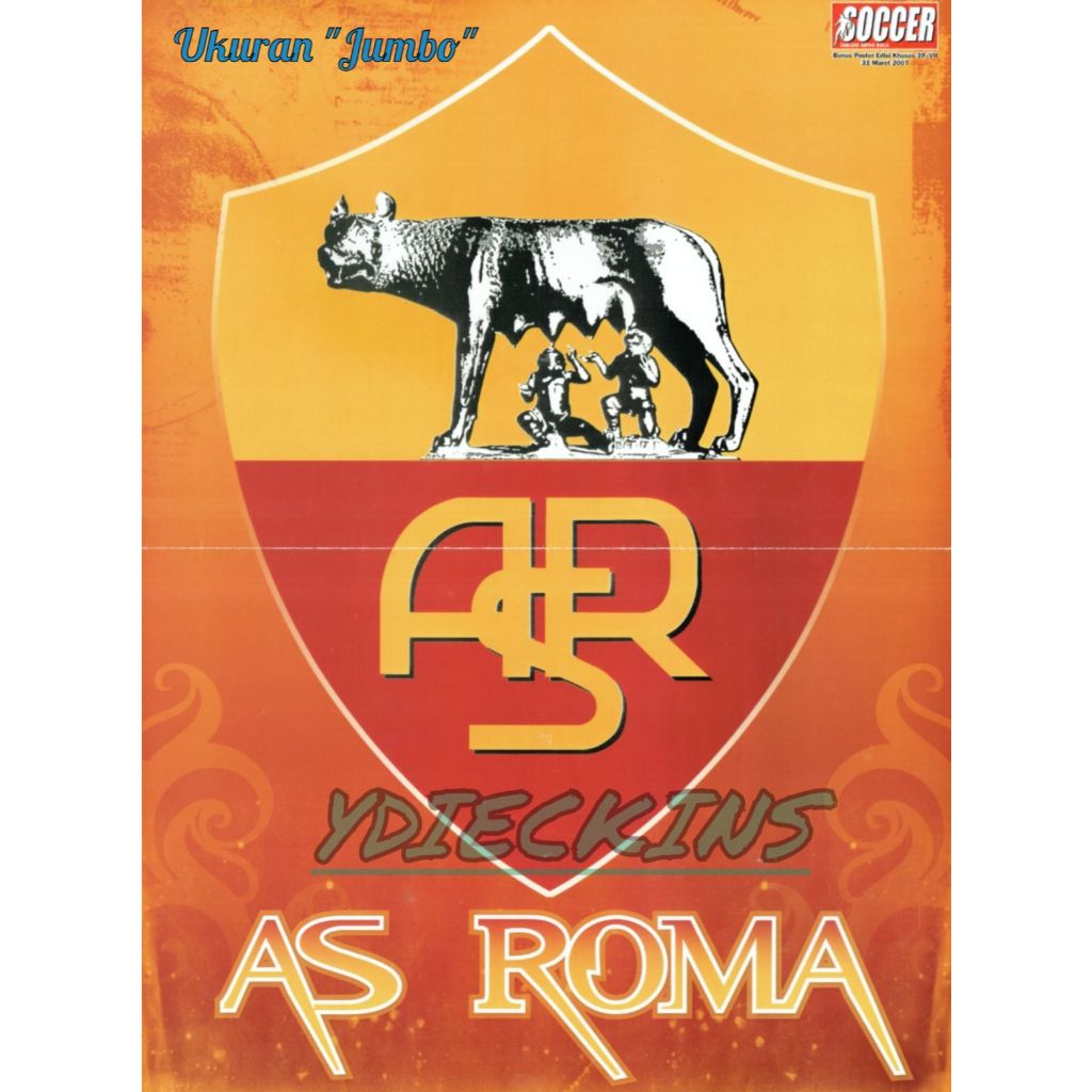 Poster Bola Soccer Logo Klub Sepakbola "AS ROMA" - Jumbo